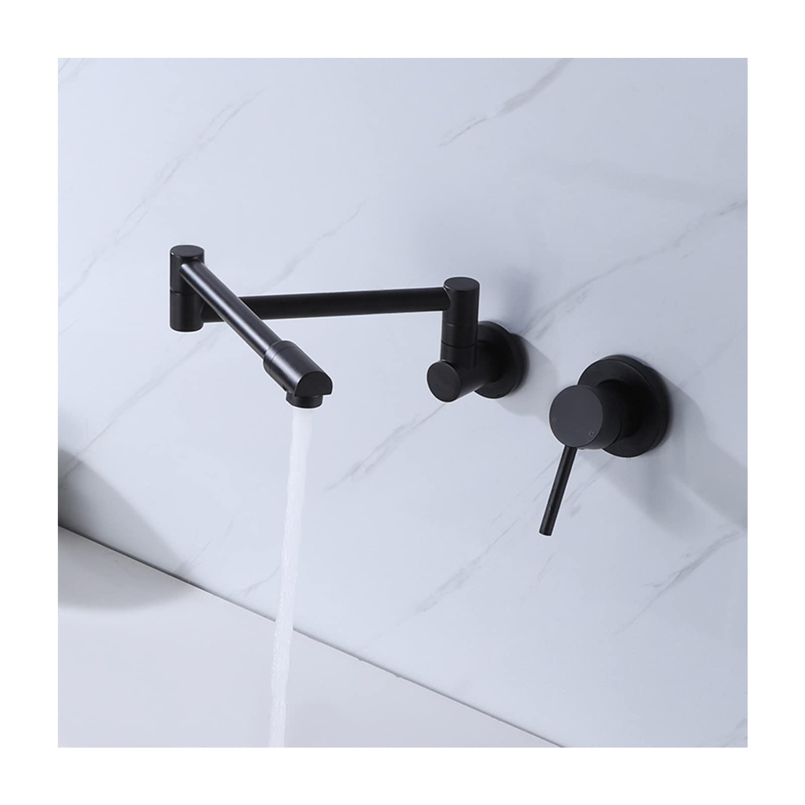 Robinet de remplissage de pot de cuisine double trou mural argent et Nero
