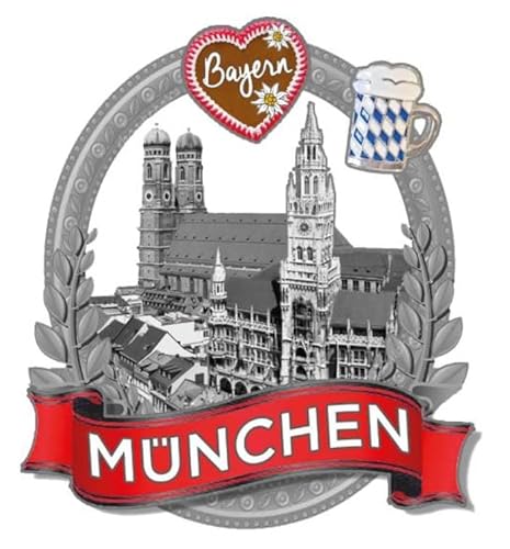 München Herz Bier Marienplatz Germany Metall Magnet Souvenir Deutschland
