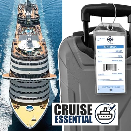 Cruise On Cruise Luggage Tag Holder for Azamara, Costa, P&O & Cunard (4 Pack), Waterproof, Clear & Durable Plastic for Cruise Ship Tags, Cruise Essentials for 2025 & 20262