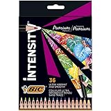 BIC Intensity Premium Buntstifte für Erwachsene und Kinder, Farbstifte zum Malen in 36 Farben, hochpigmentiert & mit bruchsicherer Mine