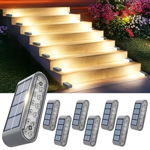 XILLUMI CORE Solar Step Lights for Outside, 8-Pack Stair Light