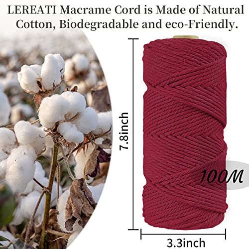 LEREATI Macrame Cord 4mm x 100m, Thick Macrame Rope Natural Cotton Rope Craft String - Image 2