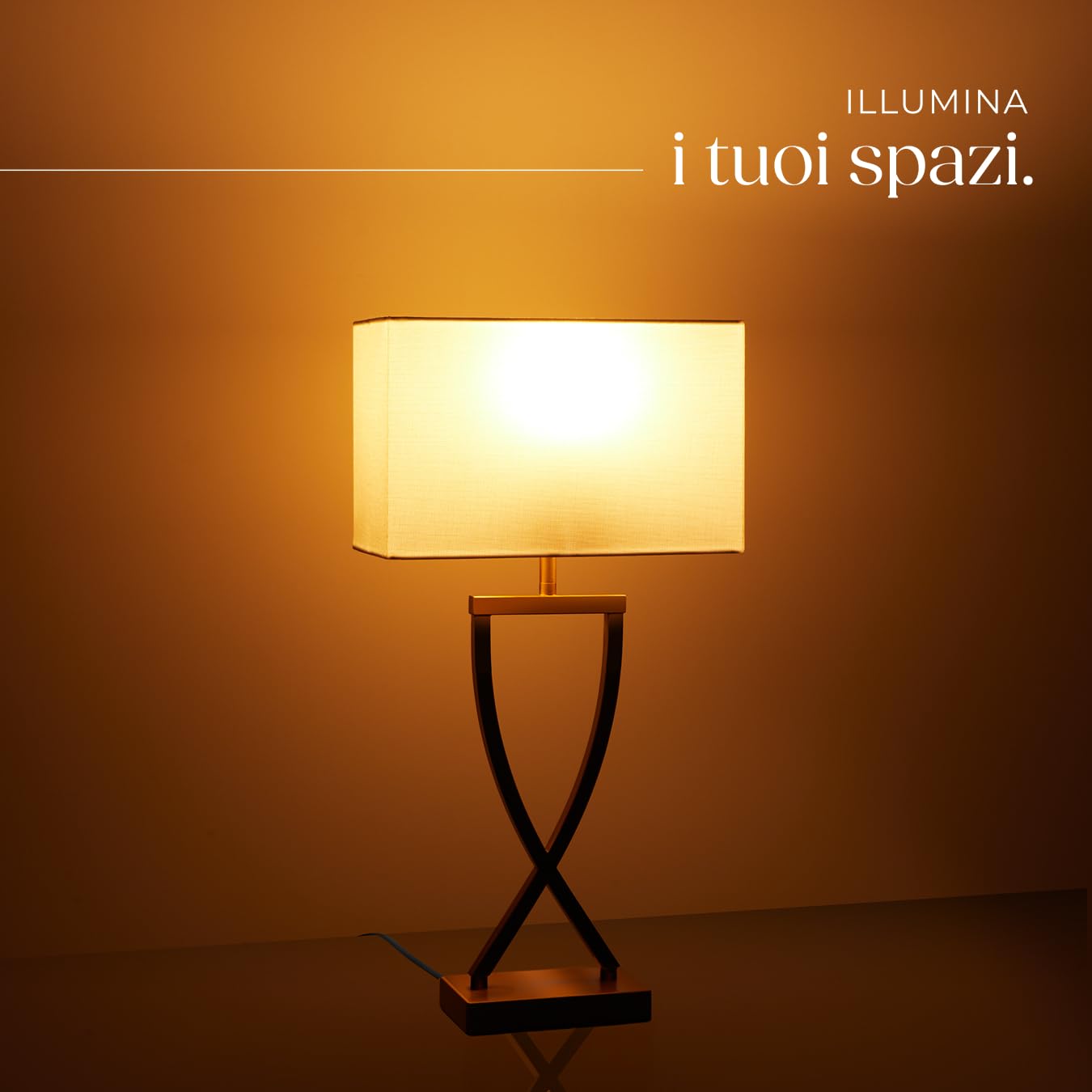 tectake® lampada da scrivania moderna, 60W, luce antiabbagliamento, paralume in tessuto, lampada da comodino struttura in ferro rivestito, base stabile, bajour comodino, design elegante - Color Ottone