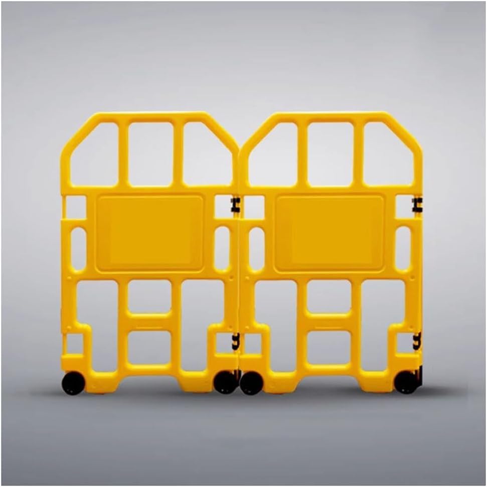 Foldable Plastic Barrier Expandable Safety Gate with Wheels for Construction and Traffic Control - Portable Traffic Barrier for Road Safety and Site Management