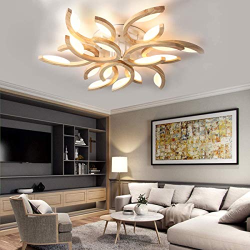 Plafond à LED en bois télécommandé pour salon et chambre