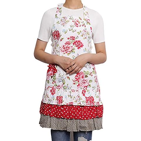 Aprons for Women Retro Vintage Cooking Aprons Plus Size with Pockets, Pink Cover
