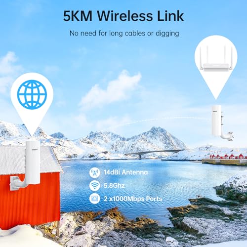 Point-to-Point Wireless Bridge System UeeVii CPE688KIT,With WiFi 6 AX3000 Router, Adjustable Installation Brackets, 5KM Range, Dual Gigabit Ports, 24V/48V POE Power Supply–Complete Wireless Bridge Kit by UeeVii - Image 2
