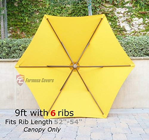Formosa Covers 9Ft Umbrella Replacement Canopy 6 Ribs In Yellow Olefin (Canopy Only) #TOP1