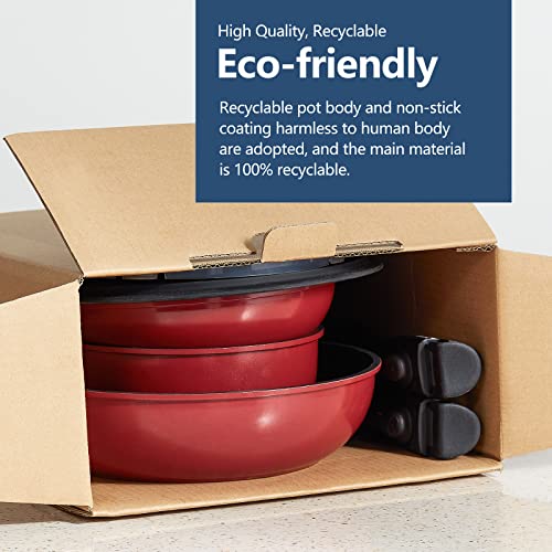 Rockurwok Nonstick Nesting Pots And Pans, 7 Pieces Rv Cookware Set For Camper With 1 Removable Handle, Dishwasher & Oven Safe | Rv Induction | Open Fire #TOP7