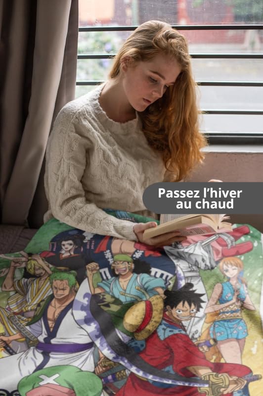 Hômadict One Piece Sherpa deken 100 x 150 cm – fleecedeken voor manga-fan – wano – warm – zacht – hoge kwaliteit – comfortabel – officiële licentie