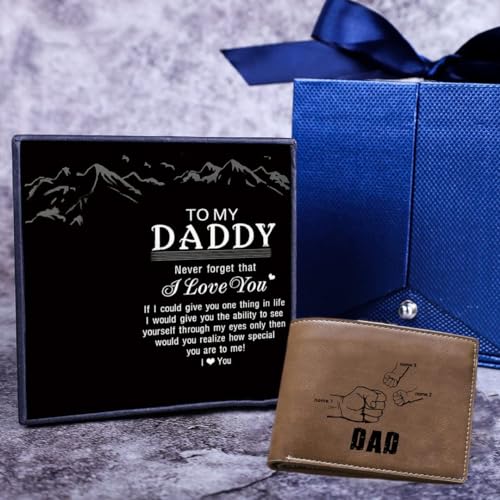 Personalized Father‘s Day Wallet Gifts for Dad - Custom Fist Wallets with Photo & Kids Name for New Dad (5 Names)3