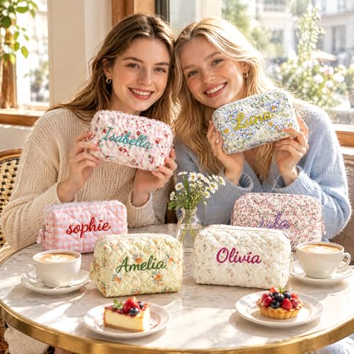 Custom Embroidered Flower Cosmetic Bag  - image 2