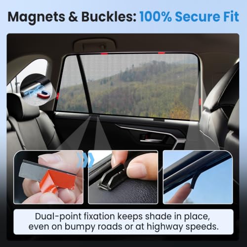 Image of KUST Car Window Shades for 2019-2024 2025 Toyota RAV4 Accessories, Breathable Mesh Magnetic Window Covers, Rear Back Side Window Sun Shades UV Block Privacy Protection for Baby Camping Napping 2PCS
