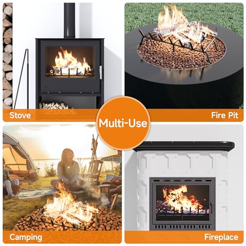 SUZLON Fireplace Grate 24 inch 7 Bar Fireplace Log Grate Heavy Duty Solid Steel Indoor Chimney Hearth with 6 Enhanced Stability Legs Kindling Tools Pit Wood Stove Firewood Burning Rack Holder - Image 3