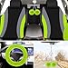 ROCEEI 47 Pcs Car Seat Cover Full Set Car Accessories for Front Rear Seat Fluffy Steering Wheel Cover Belt Automotive Floor Mats Air Conditioner Decoration Strip(Green)