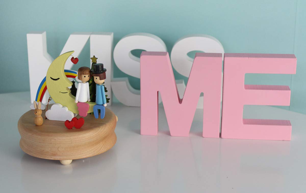 Escenarios Innovadores Caja de Música de Madera, Primo Creativo Manivela de Madera Artesanías Caja de Música - Amante Luna - Mejor Regalo y Decoraciones Idea para Cumpleaños, Navidad