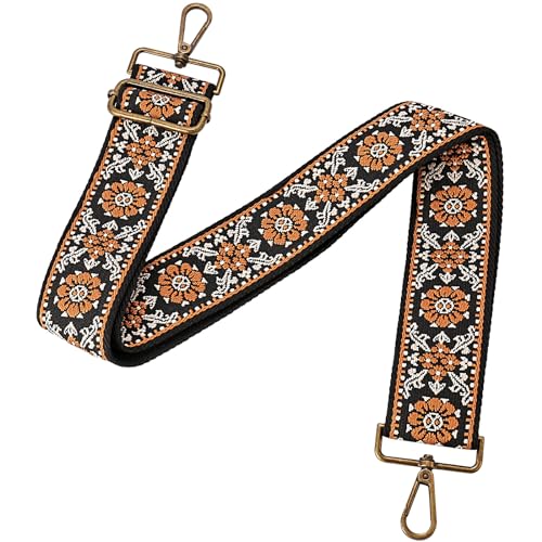 Image of Flower Purse Strap Replacement Embroidery Crossbody Shoulder Strap for Handbag Canvas Purse Extender Accessories