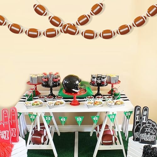 2 Pcs Football Party Decorations Banner Football Hanging Garland Football Paper Cutouts for Birthday Party Supplies Assembled for Home Classroom Decor Sports Themed Party Favors - Image 3
