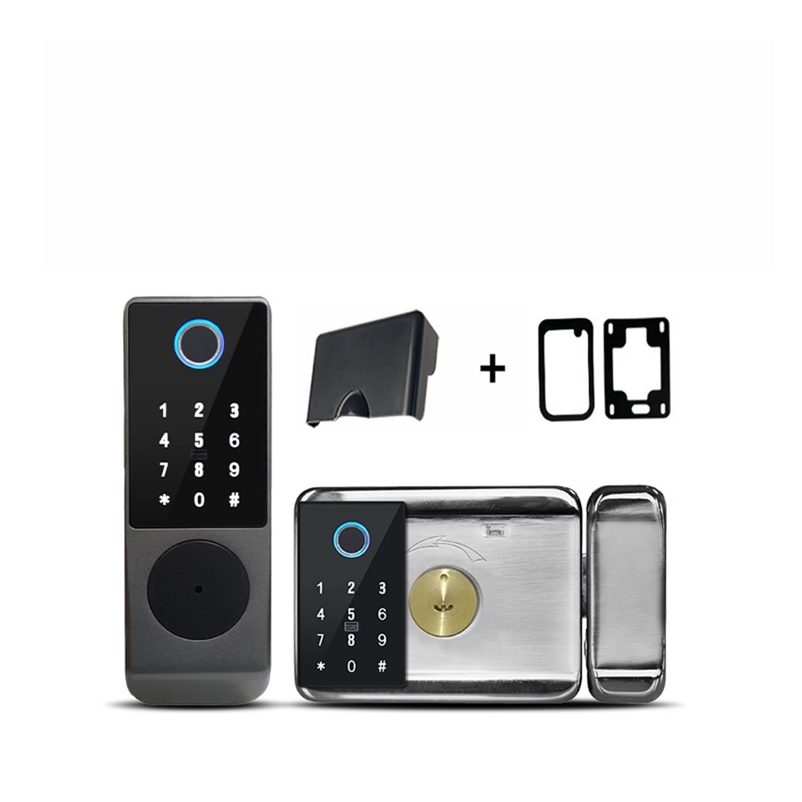 CVFRDD Smart Door Knob, Wiring Outdoor Waterproof Tuya Smart Lock Double Side Fingerprint IC Card Digital Keypad Electronic Door Keyless Entry Door Handle(Double Ttlock)