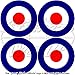 Avion Royal Air Force Britannique Royal Airforce type D de Spitfire 5,1 cm (50 mm) Stickers Stickers muraux en vinyle, X4
