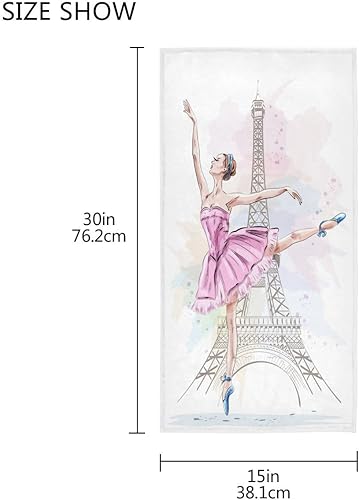 Miniatura 3 de Toalla de baño de mano de bailarina de ballet, torre Eiffel, cocina, baño, toalla de grifo de baño, toalla blanca y rosa, altamente absorbente,