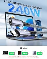 NORSHY 240W USB C Verlängerung Kabel, 1m USB-C 3.2 Gen 2 Schnellladekabel 20Gbps, 5K@60Hz 4K@144Hz Video Extender für iPhone 17 16 15 Pro Max, MacBook Pro, Steam Deck, PSVR2 Hub – Ansicht 2