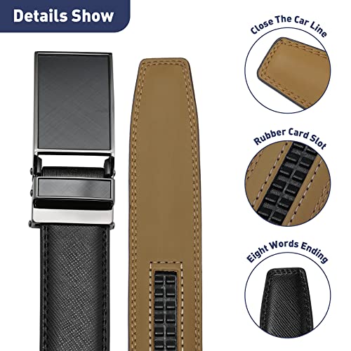 Men's Belt, Leather Ratchet Belt For Men's Dress 3.0cm,1 1/8" Size Adjusted Automatic Buckle2