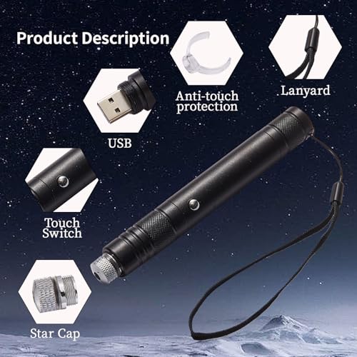 2 Pack Professional Rechargeable Flashlight Long Distance Range Green Light for TV/LED/LCD Screens, Tactical Green Flashlights for Outdoors Astronomic Constructions Indoor Presentation Office - Image 3