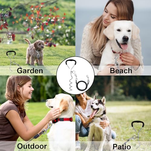 Bodenanker Hund, Erdanker Bodenanker Trampolin Set 17 Zoll Hund Anlegepflock für Große Hunde Robuste Erdanker für Trampolin mit 3m Schleppleine Rostfrei Sicherung Set für Kleine Bis Mittlere Hunde