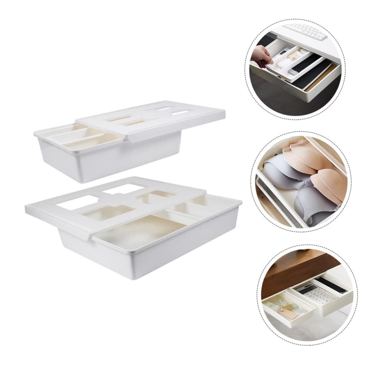 Gadpiparty 2pezzi Sottotavolo Estraibile in Materiale Di Portapenne Invisibile Per Organizzazione Cancelleria Articoli Per Ufficio Per Cellulare Cavo Usb Appunti e Altri Oggetti
