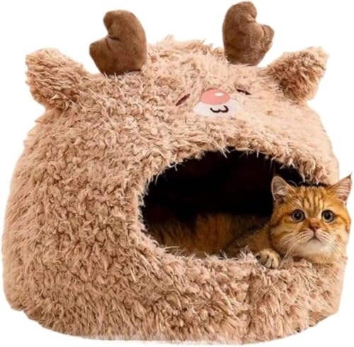 Farigrut ペットの猫の巣、閉じた寝ている巣、犬の巣、冬の暖かいパオ、ぬいぐるみの動物スタイル、キュートでかわいいペット 豪華な巣猫ベッド暖かい猫冬ベッド猫穴猫ベッドカバー付き冬猫ドームベッド半密閉型猫ベッド寒い天候屋内猫の巣 (シロクマのぬいぐるみ