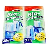 Ete producto orgÃnico ORO fix e ideal para una decalcificaciÃn limpia y in complicacione. Un empleo regular mantiene a u artefacto libre de cal y prolonga la vida de Ãto. Para una limpieza completa. Modo de empleo: Para una calcificaciÃn normal echar y diolver el contenido de una bola (25 g) en medio litro de agua. En cao de una calcificaciÃn fuerte utilizar do bola. Echar la oluciÃn en el recipiente de agua de u cafetera o del calentador de agua. Encender el artefacto y calentar el lÃquido o que el artefacto realice el tÃpico proceo de calentamiento (en cao del calentador procure que no produzca mucha burbuja a la hora de calentar). Luego de la decalcificaciÃn enjuagar el recipiente de agua una o do vece. Contenido:1 Paquete ORO fix Bio-Entkalker Decalcificador en Polvo con 2 Bola Peo neto: 50 g / Paquete 25 g / Bola