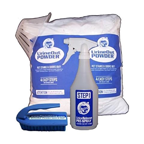 Planet Urine Pet Odor Eliminator System, Dog and Cat Urine Remover, 24 Oz UrineRelease PreSpray & 8 Lb UrineOut Powder, with Scrubbing Brush and Blacklight Cover