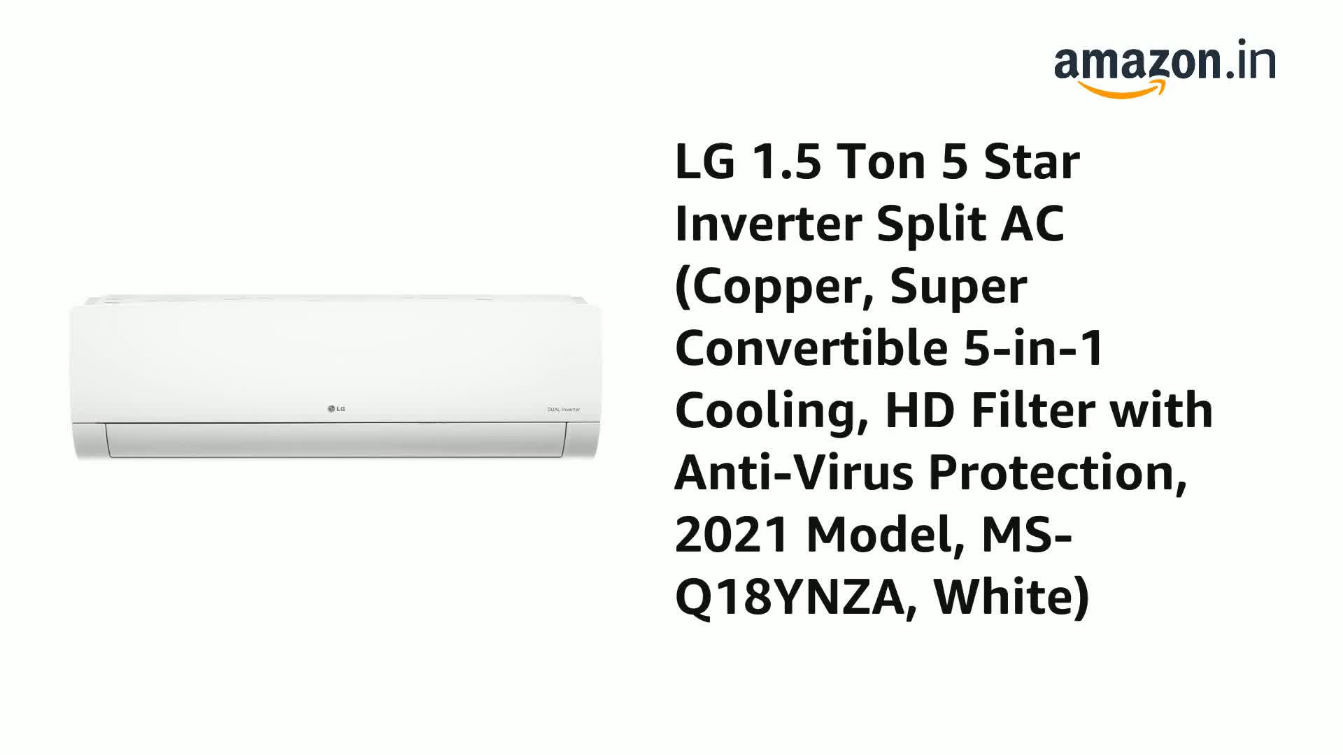 Lg 1 5 Ton 5 Star Inverter Split Ac Copper Convertible 5 In 1 Cooling Hd Filter With Anti Virus Protection 21 Simply Best Deal