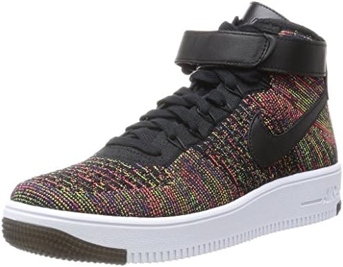 Nike Mens Air Force 1 AF1 Ultra Flyknit Mid Black/Bright Crimson-Multi-Color Fabric