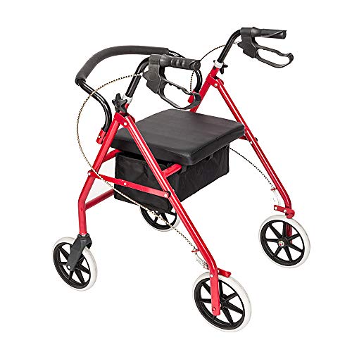 Aluminum Rollator Walker,4 Wheel Rollator Walker with Seat, Steel Rolling Walker, Height Adjustable,8