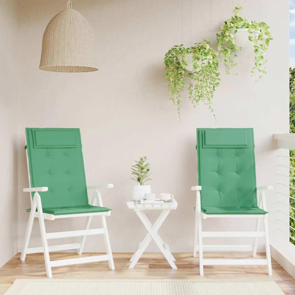 vidaXL Cuscini per Sedia con Schienale Alto 2 pz Verde Tessuto Oxford