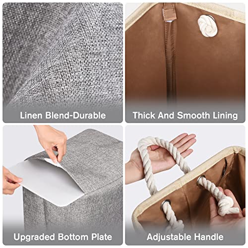 Laundry Basket,2-Pack Collapsible Linen Laundry Hampers,Tall Laundry Baskets,Dirty Clothes Hamper Laundry Organizer With Handles Laundry Bins For Bathroom Bedroom Dorm Toy Storage-Grey #TOP2