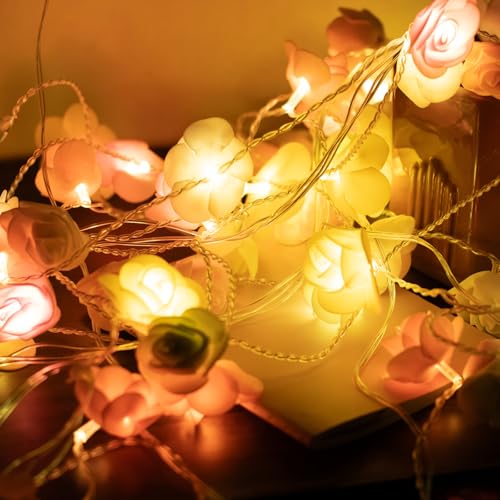 Image of Desidiya Rose Flower LED Curtain String Diwali Lights for Decoration For Home, Bedroom | Fairy Lights for Diwali, Christmas, Birthday, Wedding & Party | Home Decor Plastic Flower Design Curtain Light