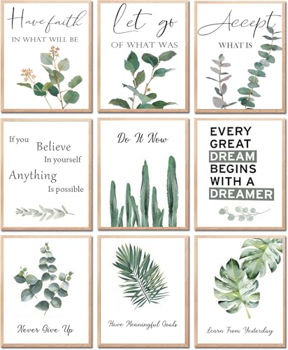 9pcs Inspirational Wall Art Motivational Quotes Wall Decor for Office