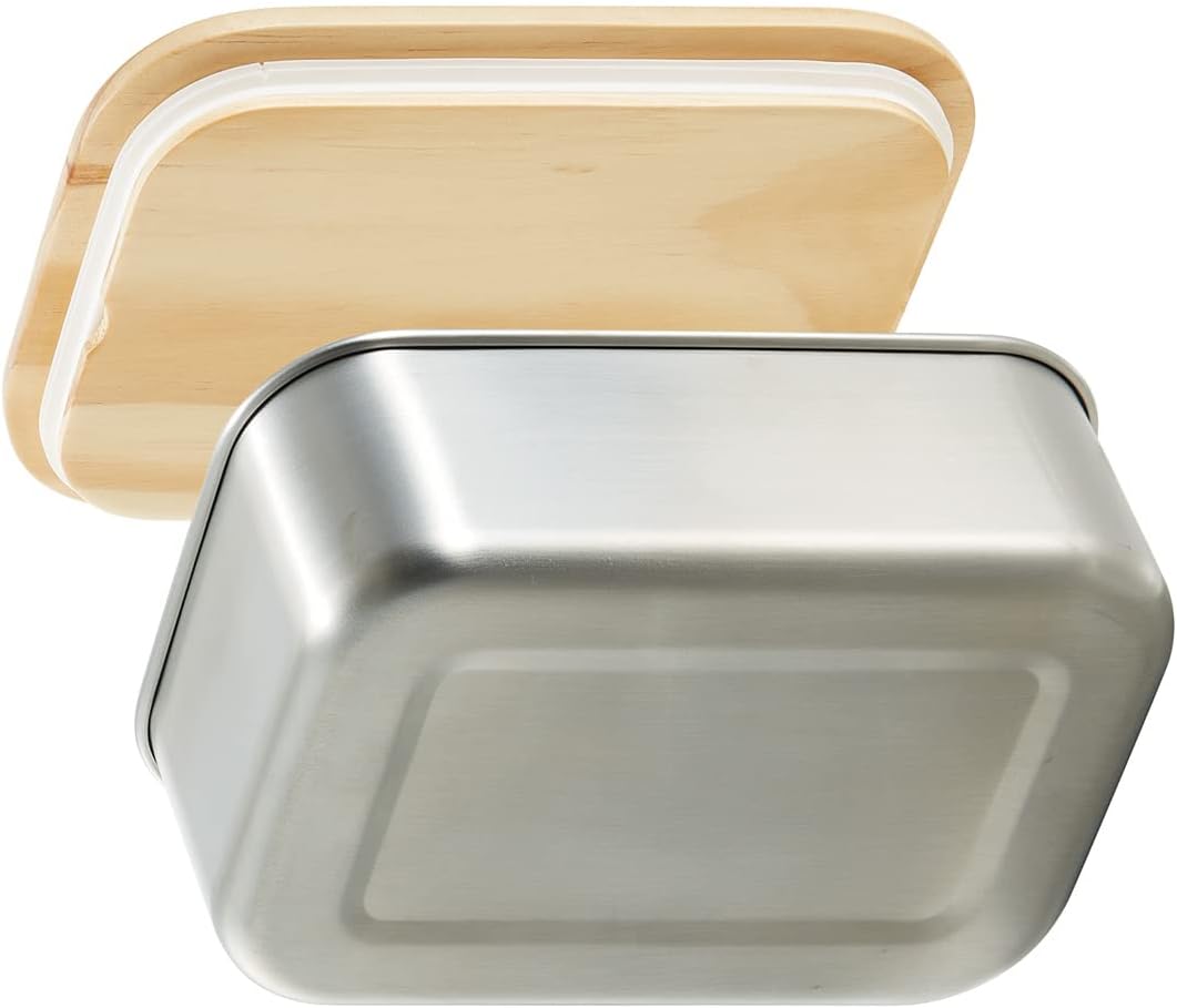 Skater STLBT7B-A Stainless Steel Lunch Box with Wooden Lid, 1 Tier, 22.0 fl oz (650 ml)