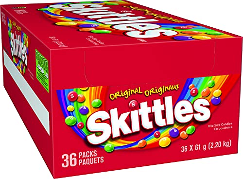 Skittles Original, 61g Bags, 36pk (4.9lb) Box Total, {Imported from Canada}