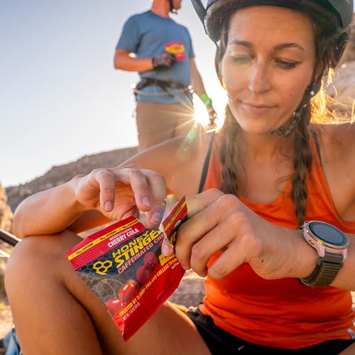 Image of Honey Stinger Cherry Cola Caffeinated Energy Chew, Gluten Free, with Caffeine, for Exercise, Running and Performance, Sports Nutrition for Home & Gym, Pre and Mid Workout, 21.6 Ounces (Pack of 12)