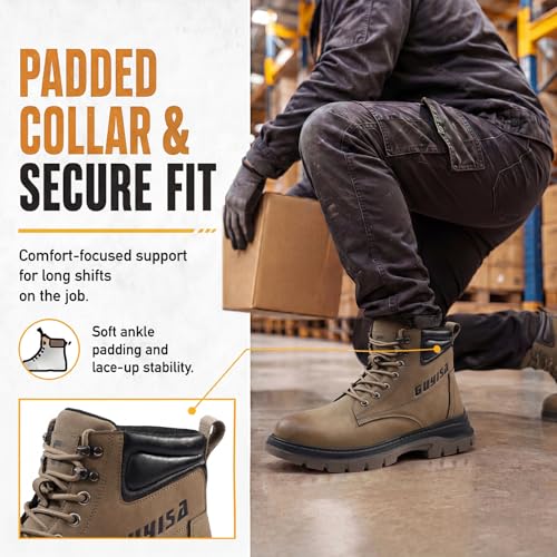 Image of Steel Toe Boots for Men Puncture Resistant Work Utility Safety Shoes