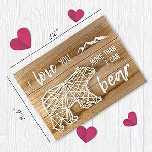 VILIGHT Woodland Nursery Wall Decor for Baby Boys and Girls - New Mom Gifts Rustic Sign for Mommy and Kids - I Love You More Than I Can Bear - String Art 12x8.6 Inches VILIGHT Woodland Nursery Wall Decor for Baby Boys and Girls New Mom Gifts Rustic Sign for Mommy and Kids I Love You More Than I Can Bear String Art 12×86 Inches