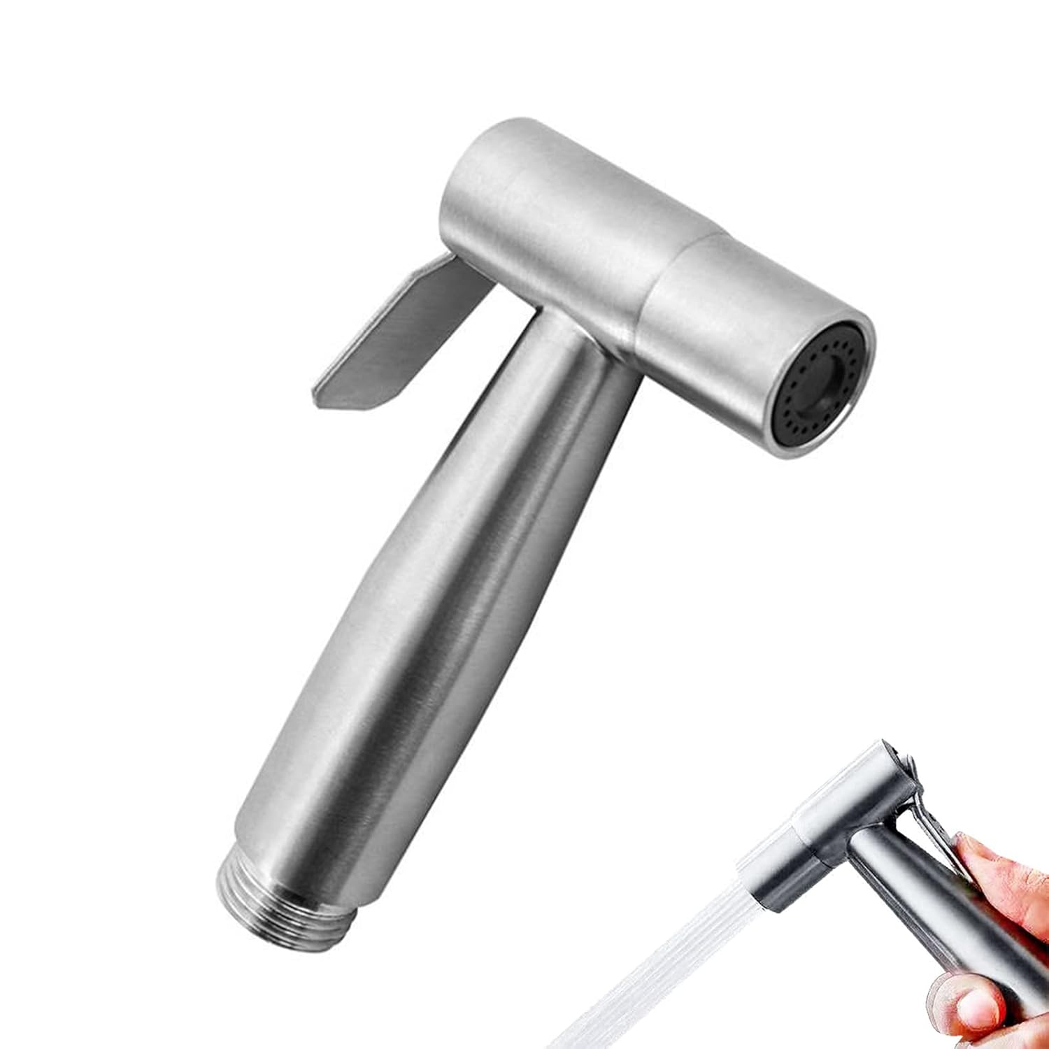 Handheld Bidet Sprayer Stainless Steel Polished Silver Pressurized Water Gun Flusher Nozzle