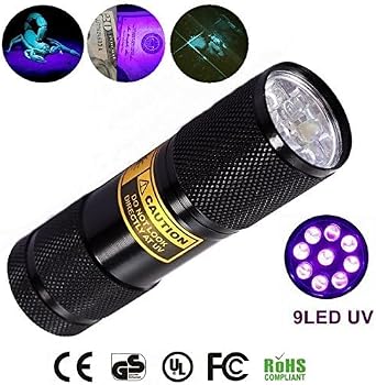 Bright Eyes 2-Pack - Best Black Light - Top UV Pet Urine Stain Detector - Head Lice or Bed Bug Revealer (Aluminum, 9 LED)