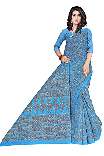 Image of TAMAIRA FASHION Mulmul Pure Cotton Saree For Woman Kalamkari Printed|Office Wear Daily Wear Sarees For Women Without Blouse Piece (Available in 9 Colours)
