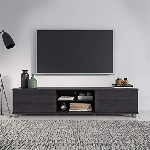 Corliving Hollywood Dark Gray Wood Grain Tv Stand With Doors - For Tvs Up To 85" #TOP1