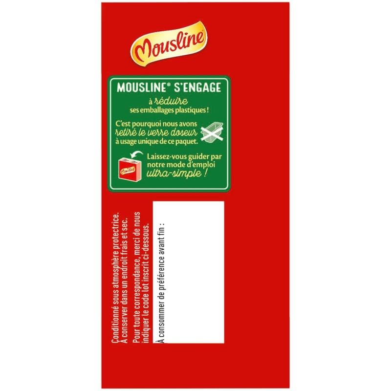 Mousline Purée Nature - Format Individuel 125g (4 sachets x 31.25g) - Purée Instantanée Pratique - Idéale Pour une Personne - Le Lot De 4